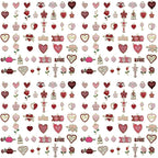 Valentine's Day Heart Charms Set, Decorative Rose and Flower Designs by Sailanzi