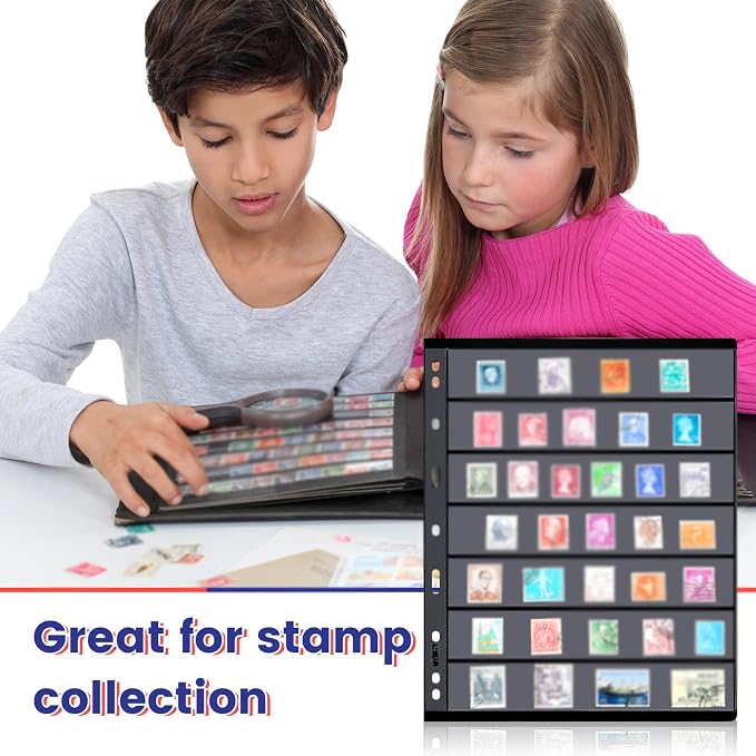 Gersoniel 20 Sheets Stamp Collection Album Pages, Transparent Design, - Image 5