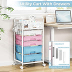 5 Drawer Rolling Storage Cart - Image 6