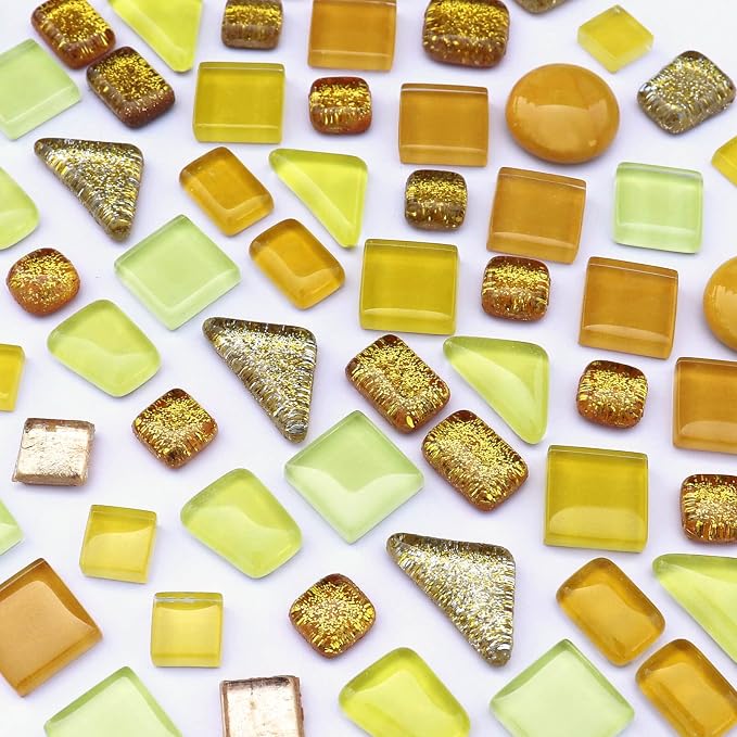 LITMIND Assorted Gold Yellow Irregular Crystal Mosaic Tiles, 9oz Value Pack - Image 5