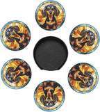 Drink Coaster Set of 6, Dachshund Dog Mom Lover Gift, Leather Drink Coasters - Image 4