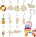 RattanView 24 Pcs Summer Party Craft Color Your Own Keychains Diy Craft Wooden by RattanView