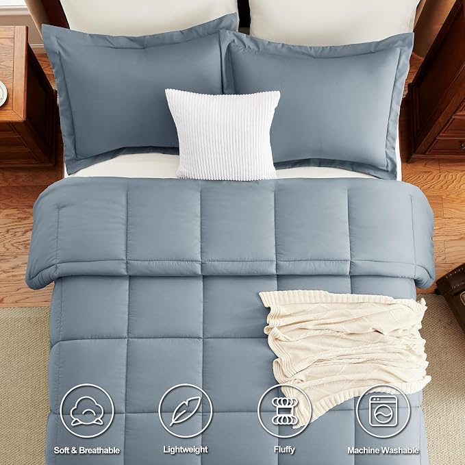 CozyLux Twin/Twin XL Comforter Set Grayish Blue - Image 4