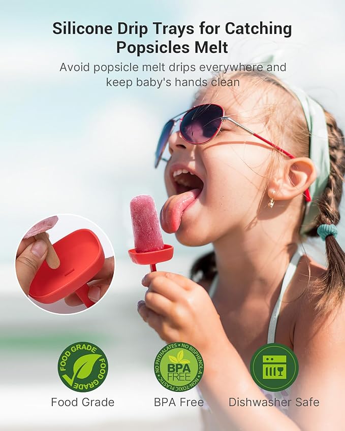Popsicle Molds for Kids, 9 Pieces Popsicles Molds Silicone BPA- Free Popsicle - Image 6
