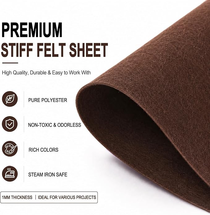 Chocolate Brown Large Felt Fabric 36" x 36", 1mm Stiff Felt Sheet, Nonwoven - Image 4