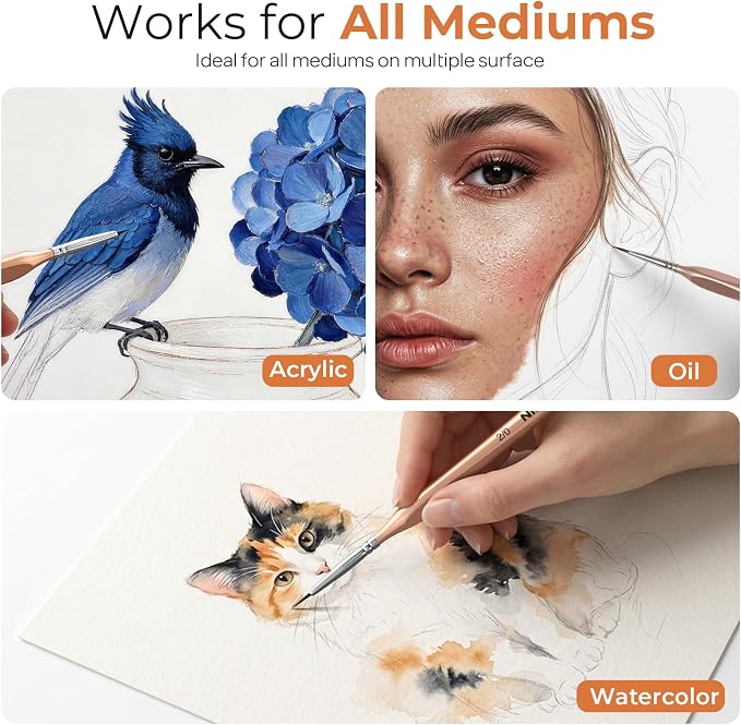 Nicpro Detail Paint Brushes 5 PCS Aesthetic Extra Fine Tip 000 Professional - Image 7