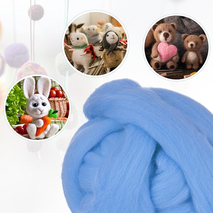 uxcell Needle Felting Wool, 8.5 Oz Nature Fibre Wool Yarn Roving - Image 4