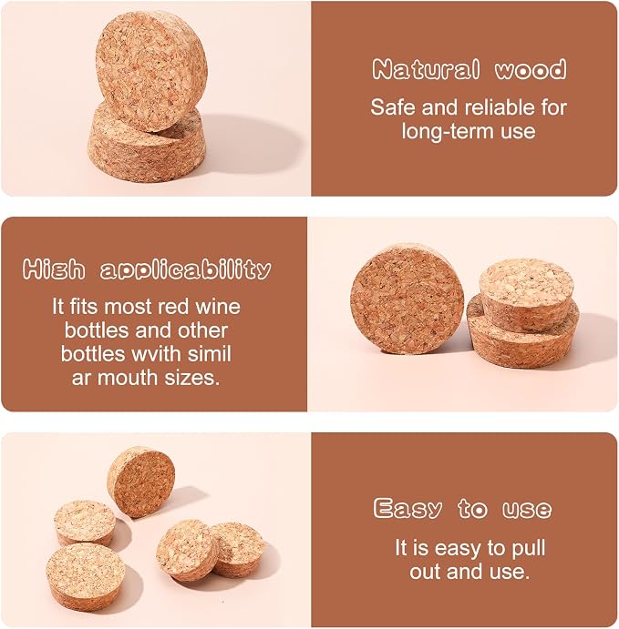 10Pcs Large Cork Stoppers Cork Bottle Stopper Wooden Tapered Corks Plug Beer - Image 3