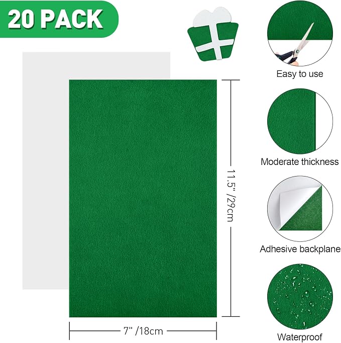 NACHLYNN 20Pcs Self Adhesive Felt Fabric Sheets 7"x11.5" /18x29cm Sticky Back - Image 2