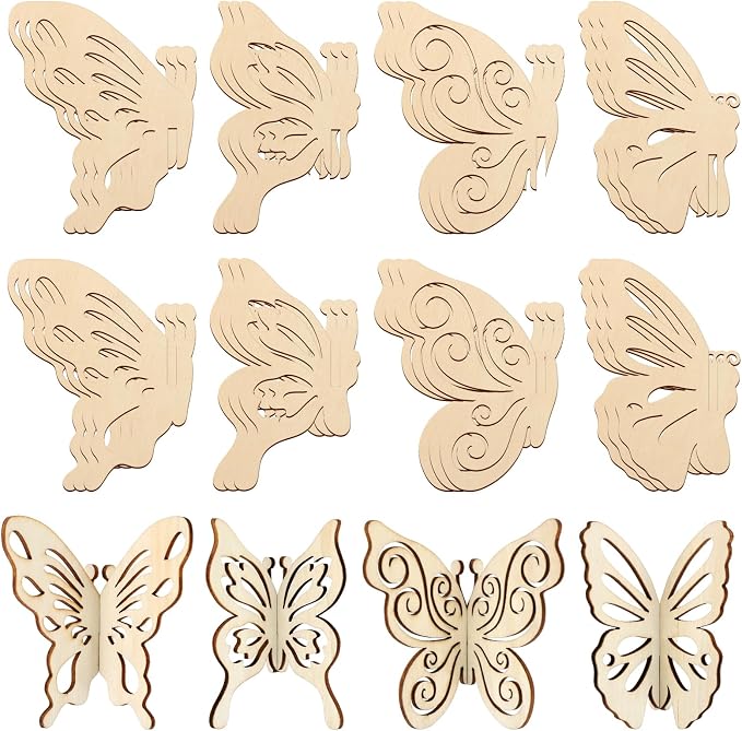 COCHIE DIY 3D Spring Butterfly Wood Crafts to Paint, Paintable Unfinished by COCHIE