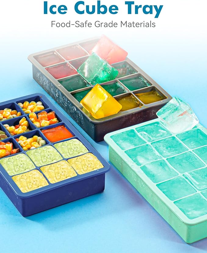 Silicone Ice Cube Trays for Freezer 2 Pack, Easy Release Square Ice Cubes Mold - Image 2