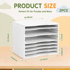 Ripeng 2 Pack 7-Tier Bamboo Puzzle Holder Rack, Adjustable Storage Organizer - Image 3