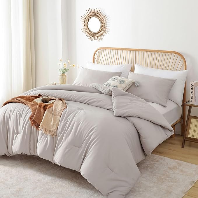 ROSGONIA Comforter Full Size for Girls Boys Teens Linen Grey - Image 4