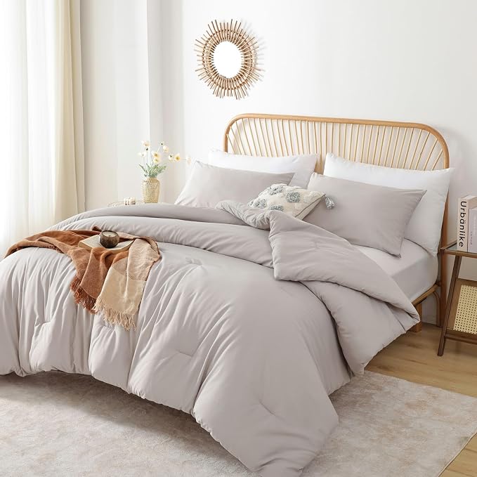 ROSGONIA California King Comforter Set Linen Grey, All Season Soft Bedding - Image 4