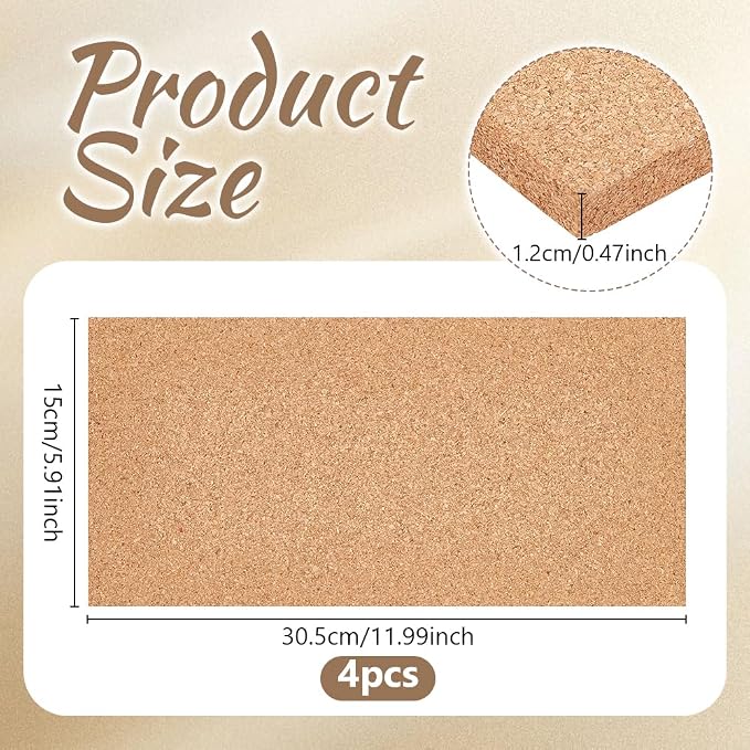 OLYCRAFT 4Pcs Rectangle Bulletin Boards 6x12 Inch Non Self-Adhesive Wood Cork - Image 2