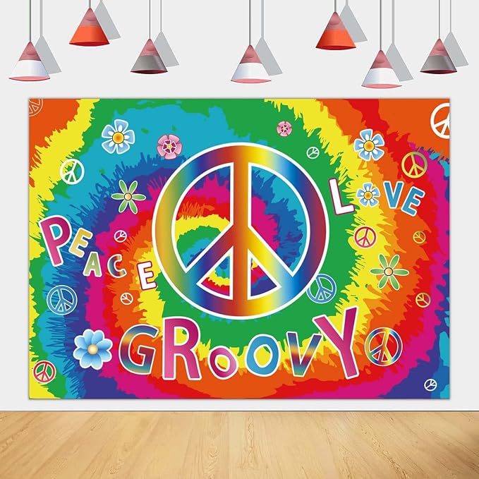 60's Hippie Party Decoration Banner, Large Groovy Theme Party Decoration - Image 5
