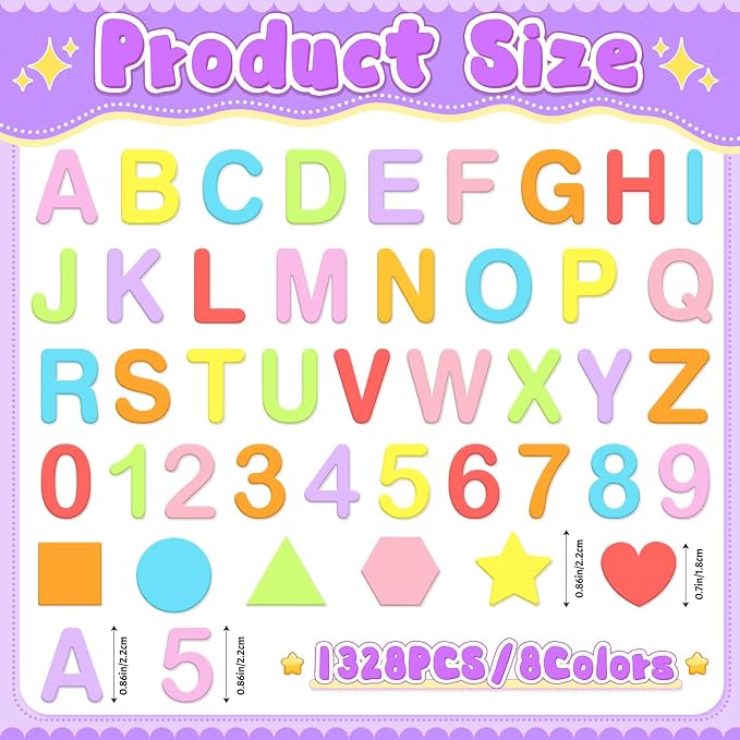 1328 PCS Foam Letter Stickers, Foam Alphabet Number Shape Stickers, Self - Image 2