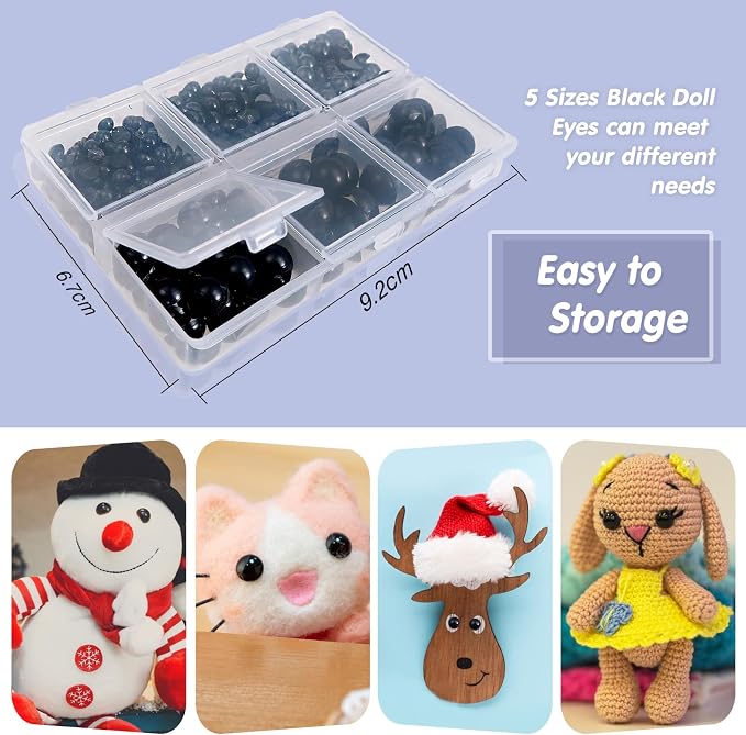 TOAOB 500pcs Round Black Plastic Doll Eyes 4mm 5mm 6mm 8mm 10mm Flatback - Image 6