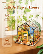 Rowood Miniature House Kit, Mother's Day DIY Miniature Greenhouse Dollhouse Kits - Image 2