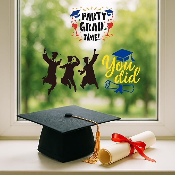 INFUNLY 15PCS Graduation Painting Stencils 3.9×7.87" Graduation Season Wall - Image 3