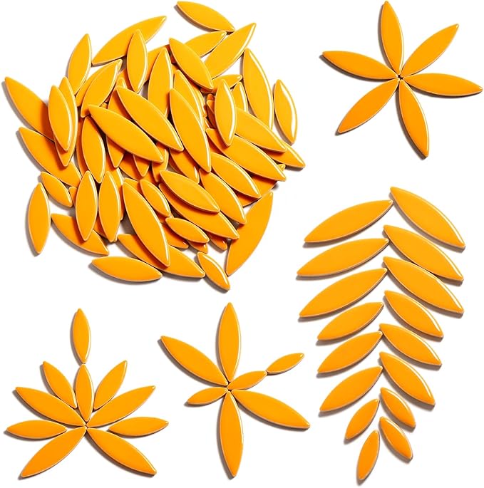 Yoption Petal Mosaic Tiles for Crafts, 200g Flower Leaf Ceramic Tiles Pieces by Yoption