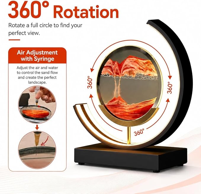Moving Sand Art Lamp, 360 Degree Rotating Sands of Time Lamp - Image 4