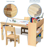GDLF Kids Art Table and 2 Chairs, Wooden Craft Desk, Activity & Drawing - Image 7