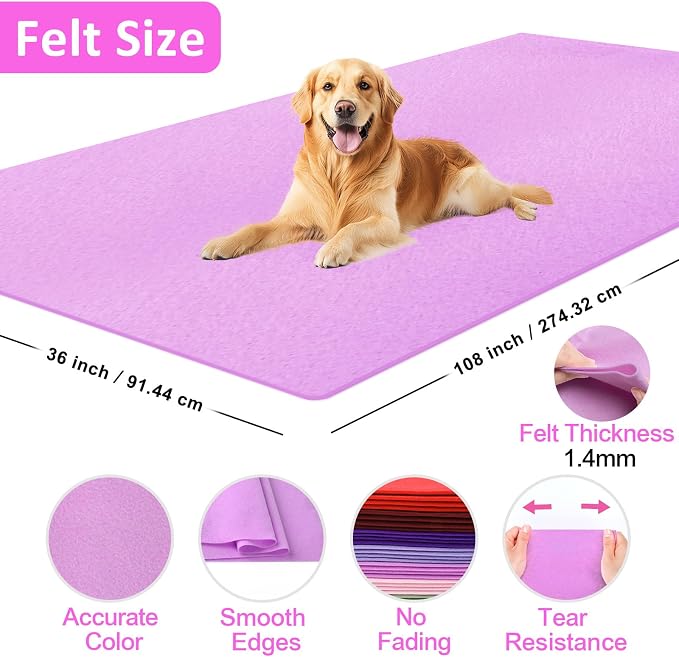 XSEINO Light Purple Large Felt Fabric 108" X 36 ", 1.4 mm Thick Soft Felt - Image 2