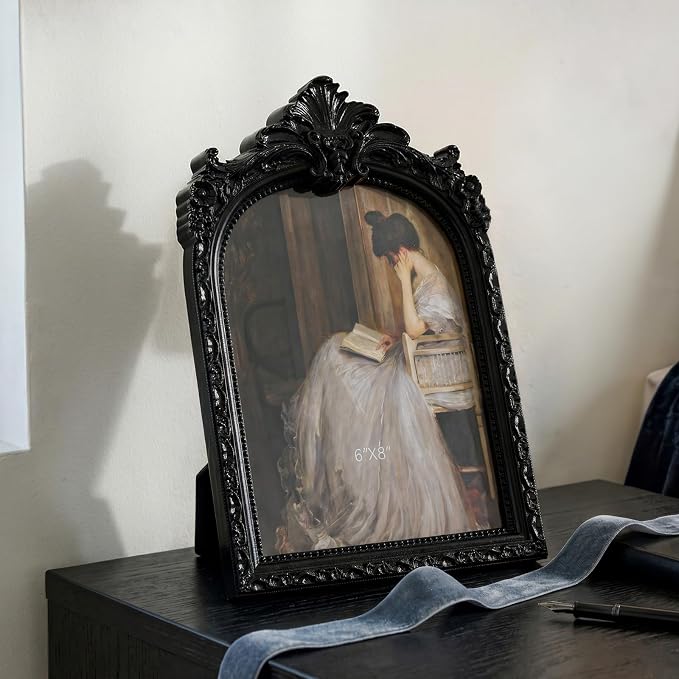 Cuspin Vintage Picture Frame 6x8 Black Frame, Ornate Resin Photo Frame - Image 2