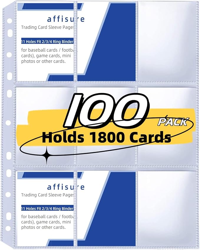 9 Pocket Card Sleeves, Holds 1800 Cards, Trading Card Binder Sleeves, 3 Ring 9 by Affisure
