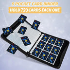 GERMUN 3 Ring 9 Pocket Zipper Card Binder, 720 Double Sided Standard PU Trading - Image 5