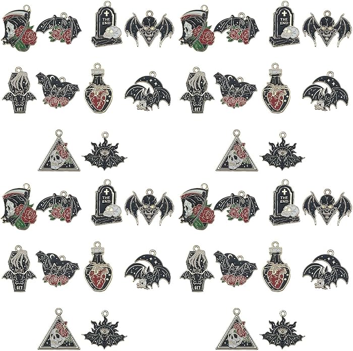 Valentine's Day Heart Charms Set, Decorative Rose and Flower Designs by Sailanzi