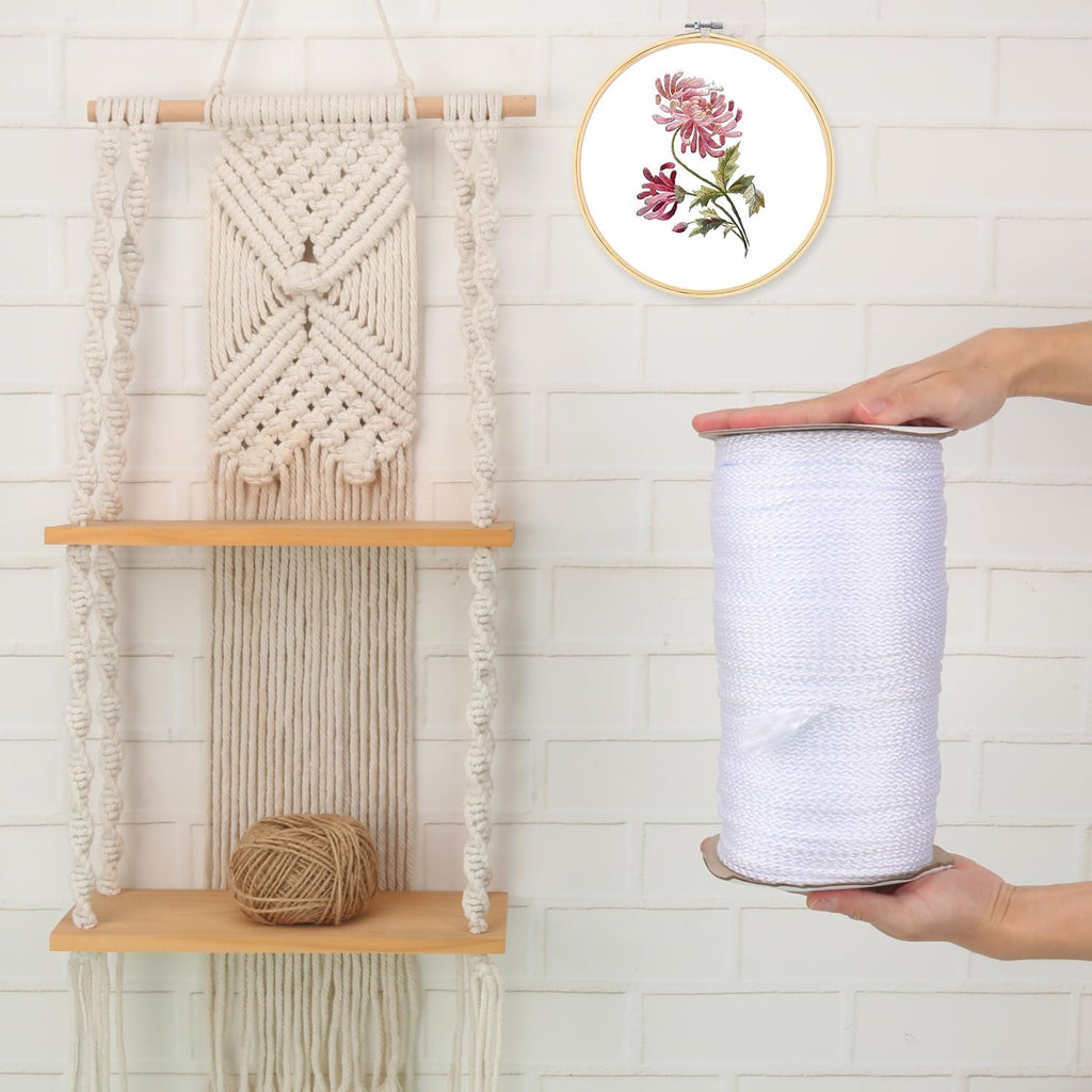 1/4 Inch White Polyester Rope - 500 Foot White Low Stretch Polyester Rope for Hiking, Kayaking, Tarps, Camping