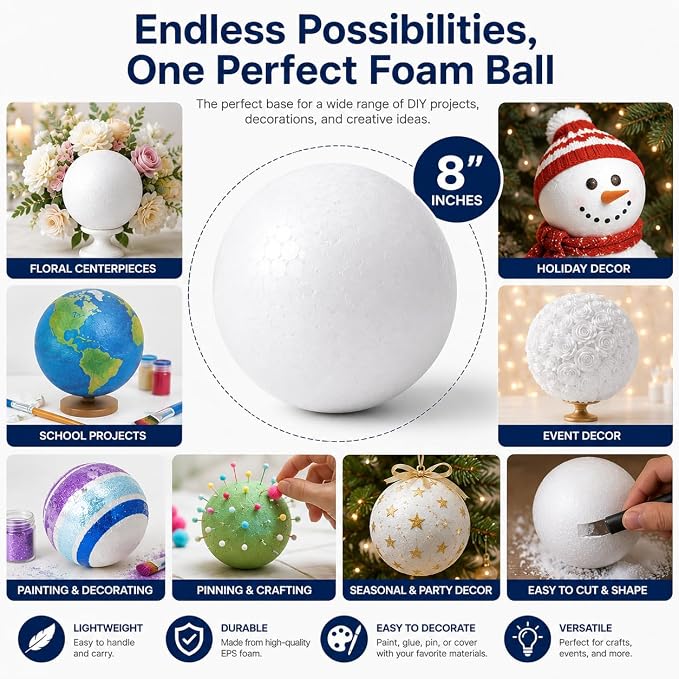 Evershine 2 Pack 8 Inch Craft Foam Ball - Image 4