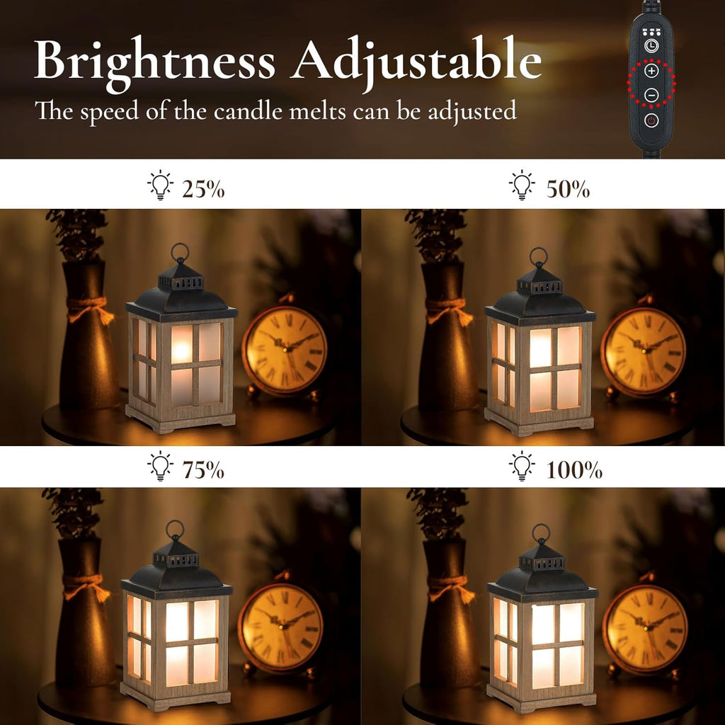 Wax Melt Warmer with Timer: Farmhouse Lantern Candle Warmer Electric Tart Burner with Lid for Scented Wax