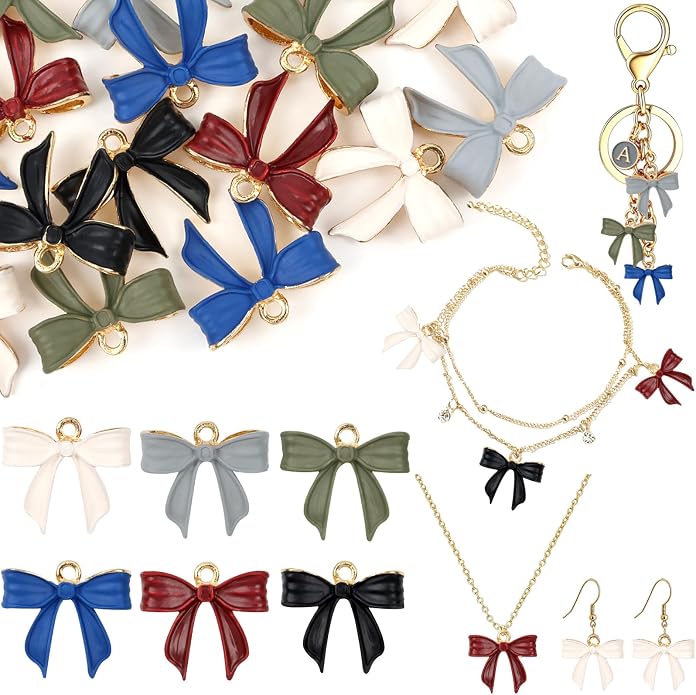 Bow Charms for Bracelet Jewelry Making Cute Bracelet Charms | 18Pcs, Bow Charms by Unknown