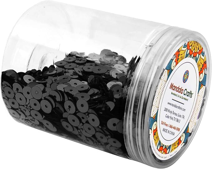 Mandala Crafts 6mm Flat Round Black Sequins - Image 4