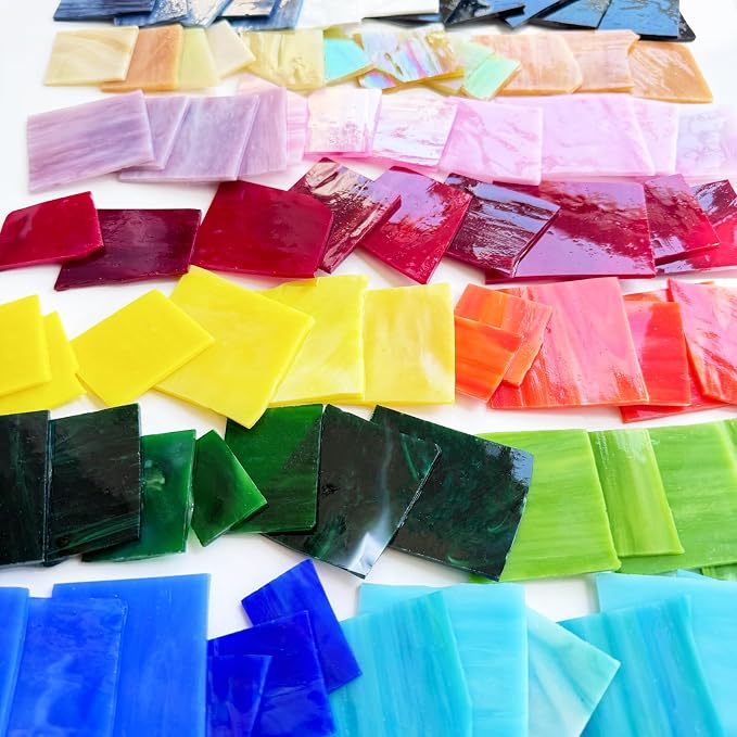 ILLUCKAI 2.2lb Stained Glass Scraps, Mosaic Glass Pieces, Mosaic Tiles - Image 3