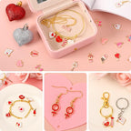 SANNIX 110Pcs Valentine's Day Charms Gold Enamel Jewelry Making Charm Pink - Image 6