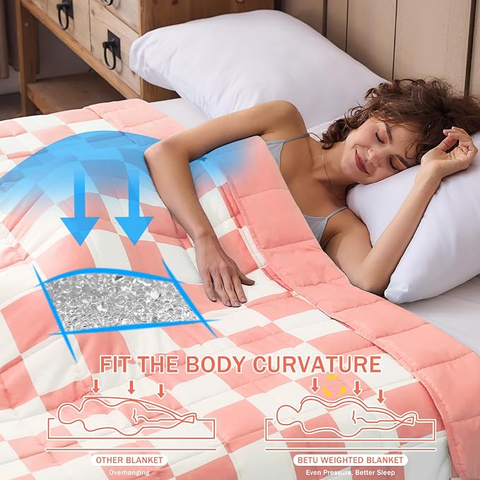 Pink Checkered Weighted Blanket - Image 2