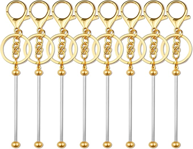 beadable keychains Bulk 8pcs Blank Keychain Making Kit Keychains Accessories by Unknown