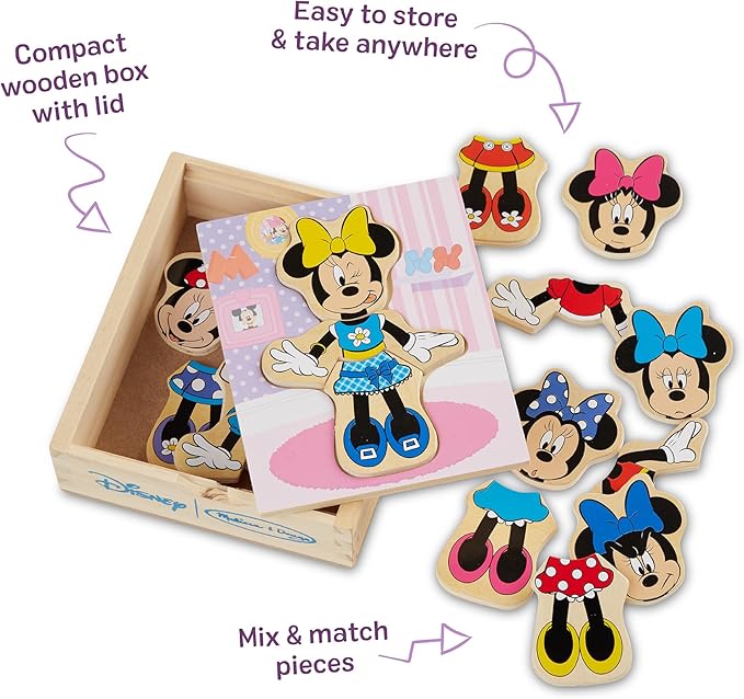 Melissa & Doug Disney Minnie Mouse Dress-Up Puzzle, 18 Pieces Mix and Match - Image 7