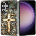 for Samsung Galaxy S25 Ultra Case, Christian Cross Stained Glass Pattern Glossy by Teonvpu