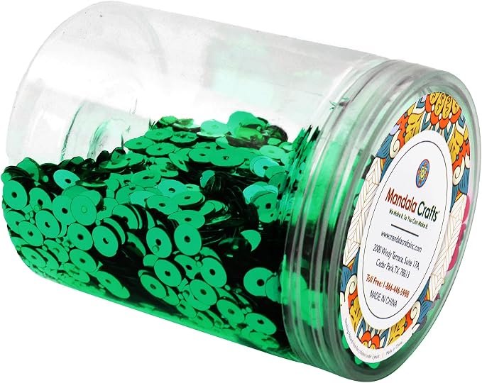 Mandala Crafts 6mm Flat Round Emerald Sequins - Image 4