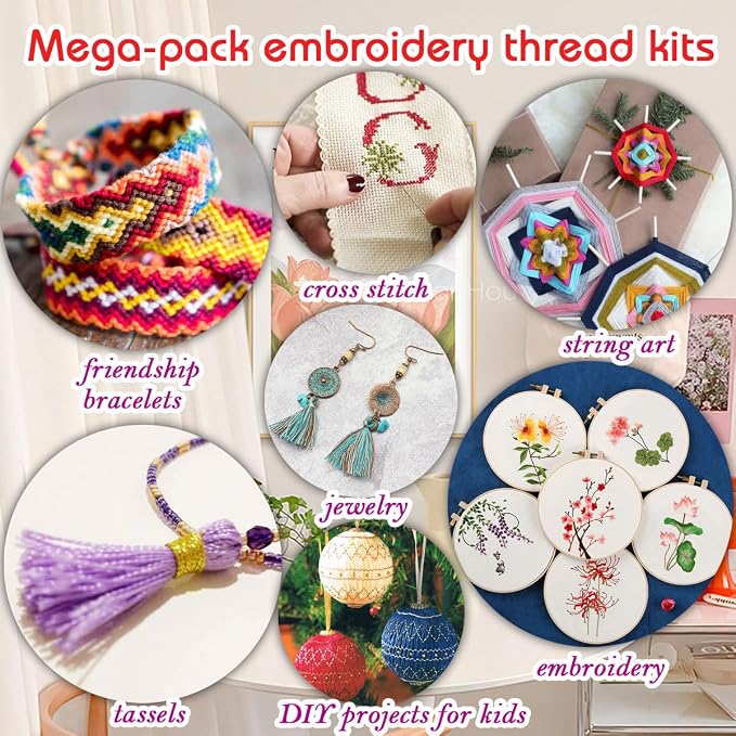 QCZKB Friendship Bracelet String 102 Skeins Fashionable Rainbow Color - Image 8