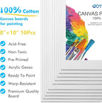 GOTIDEAL Canvas Boards, 8x10 inch Set of 10, Gesso Primed White Blank Canvases - Image 2