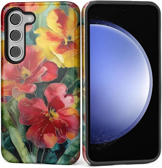 Case for Samsung Galaxy S23 Plus Case, Vintage Floral Girly Design Hybrid Dual by Kapadiy