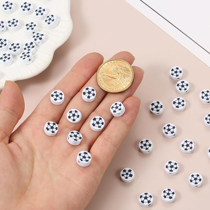 100pcs Sports Polymer Clay Beads Football Beads DIY Jewelry Making - Image 4