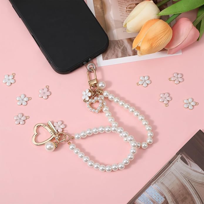 40 Pcs Gold Plated Enamel Cherry Blossoms Decor Small Flower Enamel Charms Cute - Image 4