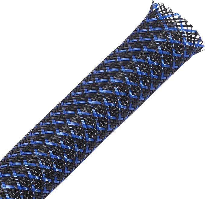 100ft - 1/4 inch PET Expandable Braided Sleeving – BlackBlue – Alex Tech by AlexTech